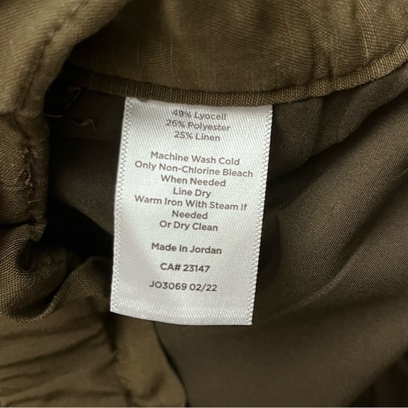 Talbots Green Linen Blend High Waisted Straight Leg Paper Bag Pants Size Small - Picture 9 of 10